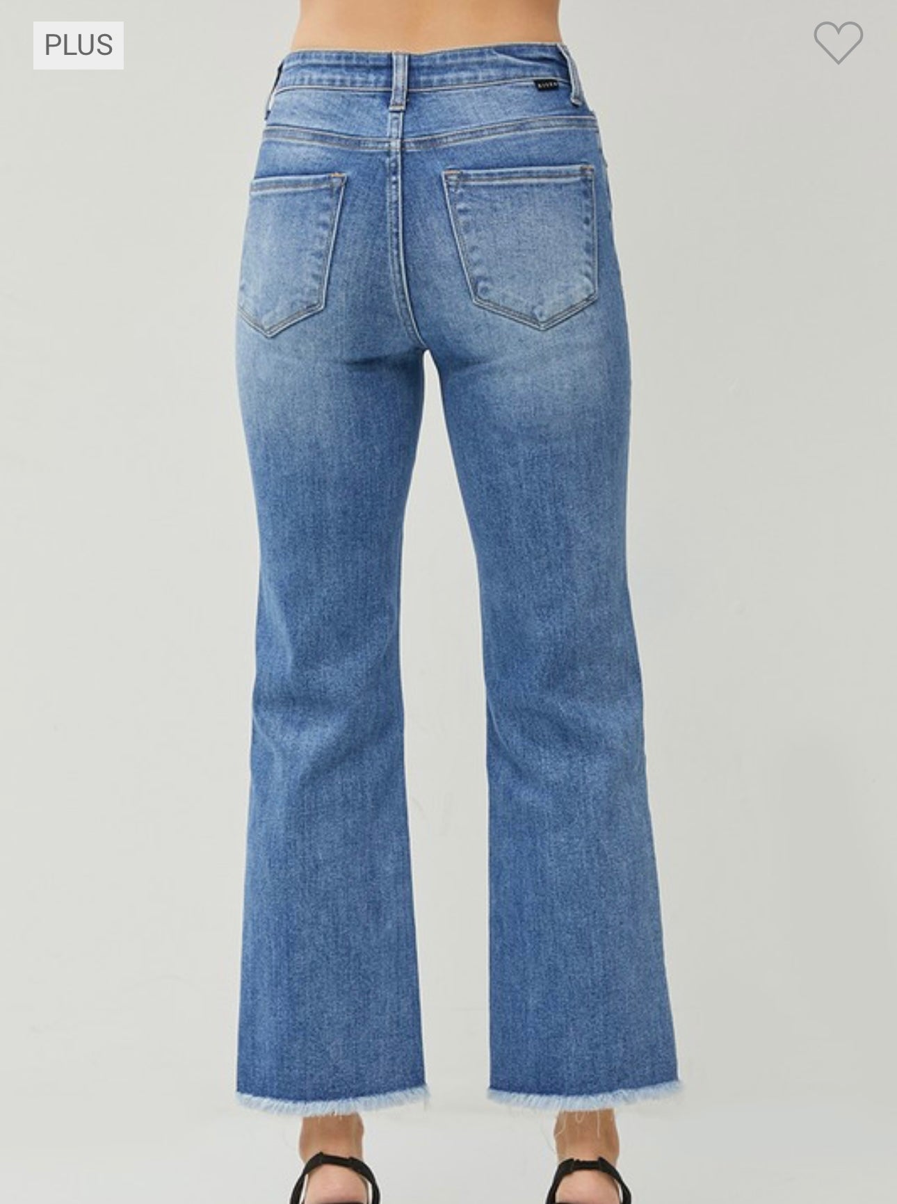 Risen Front Seam with Slit Straight Leg Jeans